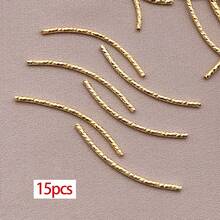 15pcs 18K Gold Tube Spacer Beads Curved Noodle & Long-Lasting Brass Twist Beads For DIY Necklace Bracelet Jewelry Making Findings - Multicolor - View 9