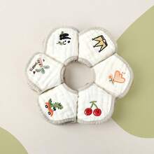 1pc Custom Text Embroidered Baby Muslin Drool Bibs, Waterproof Newborn Feeding Scarf, Suitable For Boys And Girls, All Seasons - Multicolor - View 3