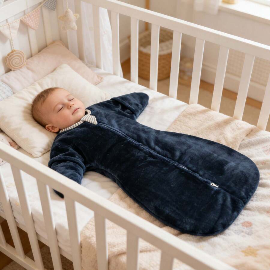 1.5 Tog 抓绒过渡睡袋 3-12 个月 保暖毛绒婴儿可穿戴毯