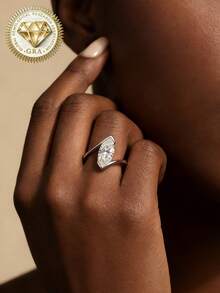 1pc Women's Engagement Ring, Moissanite Solitaire Ring, 2ct S925 Sterling Silver, Bohemian Vintage Style, Engagement, Wedding, Anniversary, Valentine's Day Gift, Comes With Moissanite Certificate And Elegant Gift Box - Silver - View 6