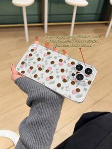 1pc Thick Transparent Anti-Drop UV Painted Pink TPU Phone Case With Cute Cherry Pattern Design, Compatible With Iphone, Galaxy Series, Provides Lens Protection And Can Be Used As A Protective Cover, Ideal Gift For New Year, Christmas, Halloween Or Valentine's Day For Family, Friends, Colleagues - Multicolor - View 4