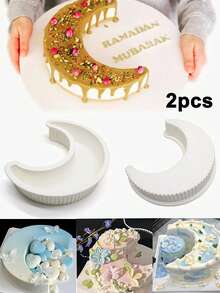 1pc White Silicone Crescent Moon Cake Mold | Ramadan Mubarak Dessert Mousse Cake Mold, Party Cookie Bread Mold, Kitchen Baking Tool,, High-Temperature Resistant, And Easy To Clean - White - View 9