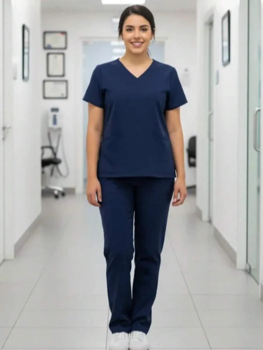Women's Adjustable Hospital Scrub Set OXFORD PREMIUM - Màu xanh hải quân - Xem 1