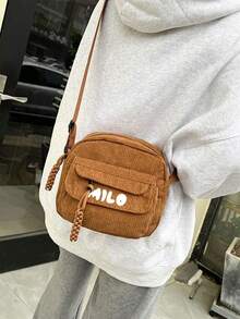 Customizable Elegant Corduroy Crossbody Bag,Customizable Multi Pocket Mini Corduroy Casual Commuter Zipper Crossbody Bag, Customizable New Fashion Unique Small Square Shoulder Bag,Custom Perfect Underarm Bag For Commuting,Versatile Commuter & Student Shoulder Bag, Fashionable Crossbody Bag - Multicolor - View 13