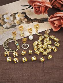 35件套女孩编织发饰组合 - 月亮星星发夹，时尚个性化编织装饰，金属吊坠，Y2K朋克派对礼物，适合女孩，音乐节，派对，节日庆典