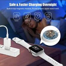 1 pieza Estación de carga magnética portátil de alta eficiencia universal con interfaz Tipo-C, apta para Apple Watch 1/2/3/4/5/6/7/8/9/SE, diseño minimalista para oficina, viajes y uso doméstico - Blanco - Ver 3