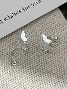 1件S925纯银蝴蝶螺旋肚脐环，时尚甜美，适合女性日常佩戴、约会、派对等场合。 - 單隻肚臍釘 - 查看 5