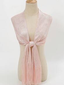 1 chiếc khăn choàng cổ tua rua khóa tròn kim loại sáng bóng, thích hợp cho váy dạ hội, đám cưới và tiệc tùng, nhẹ và thoáng khí. - Hồng - Xem 3