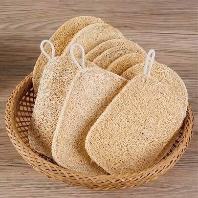 1-4Pcs Natural Loofah Exfoliating Body Scrub - Gentle Shower & Bath Sponge For Men And Women, Daily Use Or Kitchen Cleaning
