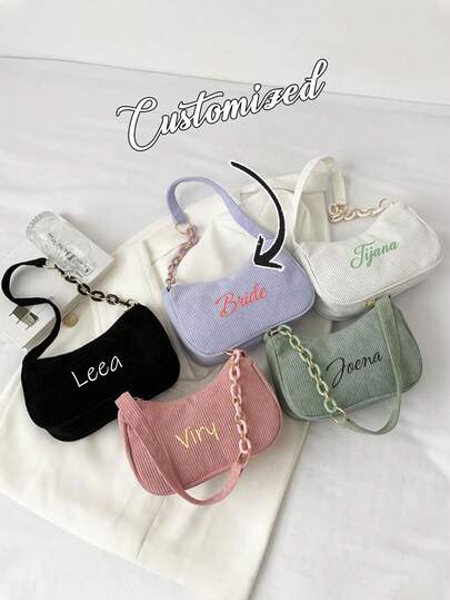 Customizable Name Women's Shoulder Crossbody Bag, New Autumn/Winter Fashion Handbag Shoulder Bag, Large Capacity Lightweight Shoulder Bag, Classic Daily Fashion Crossbody Bag, Suitable For Work Commute, Shopping, School, Travel, Great Gift For Mother, Sister, Friend, Girlfriend On Birthday, Holiday