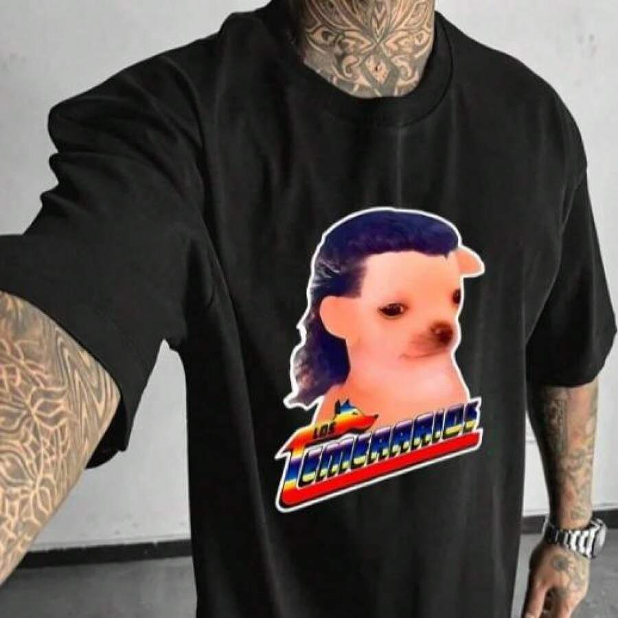 Camiseta Retro Hombre "Perro Los Temerarios" - Algodón Suave, Manga Corta Informal, Ajuste Cómodo, Ideal para Uso Diario, Disponible en Varias Tallas, Fusiona Nostalgia Retro y Comodidad, Perfecta para Fans de Música Clásica2025 Camisetas casuales unisex: - Negro - Ver 1