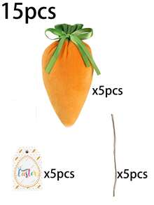 Bộ 15 túi quà hình củ cà rốt cho lễ Phục Sinh, bao gồm 1 túi dây rút bằng vải nhung hình củ cà rốt và 1 túi có thẻ chúc mừng lễ Phục Sinh, thích hợp để đựng kẹo và đồ trang trí giỏ quà Phục Sinh, món quà lý tưởng cho tiệc sinh nhật mùa xuân. - Mô hình B - Xem 10