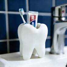 Toothbrush Holder Stand, Couple Toothbrush Holder, Vertical Bathroom Toothbrush Cup, Tooth-Shaped Pen Holder, Printed Toothbrush Holder - Multicolor - View 6