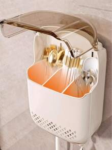 新款多功能厨房筷子架，壁挂式餐具沥水架，餐具收纳盒 - 彩色 - 查看 3