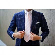 OTAA - Corbata casual a rayas para hombres corbata perfecta para el cu para padrinos de boda o ocanes formales - Rayas Rosadas Blush - Ver 4