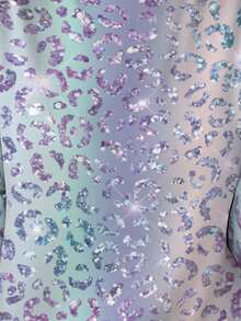 Women's Turquoise Blue & Purple Iridescent Shimmer Full-Body Print Blouse - Long Sleeve Round Neck Top With Rainbow Effect, Casual Spring/Fall Outfits, Machine Washable Suitable For Parties, Festivals, Casual Attire - 混合顏色 - 查看 5