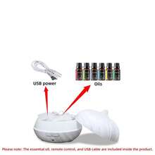 550ml Wood Grain Essential Oil Diffuser  Comes With Remote, 6 Oils & 7 Color LED Mood Light - trắng - Xem 7