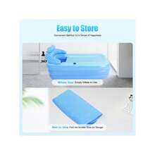 Folding Portable Adult Inflatable Bathtub Spa Warm Bath Tub Blow Up PVC - Blue - View 7