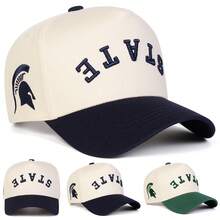 1顶男士STATE卡车帽，个性化字母刺绣棒球帽，街头时尚五片帽，户外防晒休闲帽，适合春季、秋季、旅行、海滩等场合 - 彩色 - 查看 7