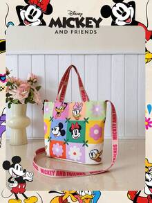 Disney Officially Licensed 1 Pc Mickey Mouse Lunch Bag Handbag Printed Tote Bag,Women's Cute Cartoon Handheld Bag For Daily Use, Casual Canvas Shoulder Bag For Easy Carry –For Women/Girls For Shopping/Daily Use /Fashion Accessories - Multicolor - View 9