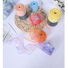 4cm Width 10/50 Yards Rainbow Organza Ribbon, Transparent Wide Craft Ribbon Suitable For Flowers, Bouquets, Wreaths, Weddings, Birthday Parties, Christmas Gifts, Hair Accessories, Decorations And More - Multicolor - View 11