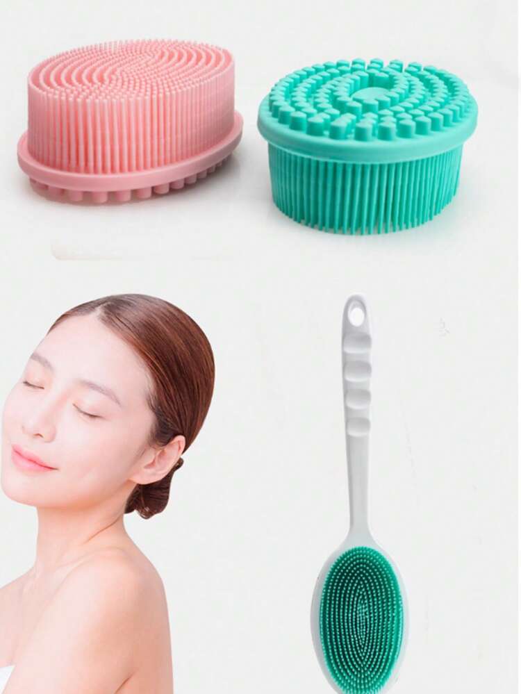 1/2pcs Silicone Body Exfoliating Brush, Unisex Loofah Alternative, Soft Silicone Material, 2-In-1 Shower & Shampoo Brush, Suitable For Sensitive Skin, Back, Shower, Silicone Exfoliating Cleansing Brush, Silicone Shampoo & Shower Brush, Adult Double-Sided Friction Shower Brush, Massage Shower Brush, Bathroom Cleaning Tool - Multicolor - View 12