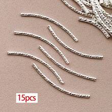 15pcs 18K Gold Tube Spacer Beads Curved Noodle & Long-Lasting Brass Twist Beads For DIY Necklace Bracelet Jewelry Making Findings - Multicolor - View 27