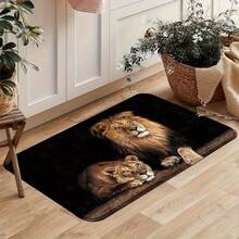 [Machine Washable Doormat] Proud Lion Autumn Theme Washable Entryway Mat - Thick And Durable Polyester Kitchen And Bathroom Rug, Machine Washable, Great For Home Decor, Doormat, Small Rug, Welcome Mat, Carpet, Floor Mat, Outdoor Doormat, Kitchen Rug, Home Decor, Front Door Mat, Area Small Rug, Outdoor Mat, Home Decor, Area Rug, Garden Rug, Washable Carpet - Multicolor - View 4
