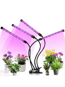 1pc Black LED Plant Growth Light Tube With Red & Blue LEDs. Full Spectrum Panel, USB Powered, Flexible Rotatable Lamp, Suitable For Indoor Gardening - Adapter Not Included. - Multicolor - View 8