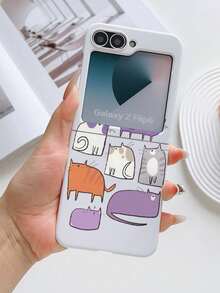 1pc Fashionable And Simple Skin Feel PC Material Cute Cat Element Folding Phone Case, Can Protect And Prevent Falling: SamsungGalaxy Zflip 3/Zflip 4/Zflip 5/Zflip 6/Zflip 7/ Razr 50 Ultra/ Razr 60 Ultra/ Razr 60/ Razr 50/Galaxy Z Flip7 FE