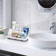 Estante de almacenamiento para encimera de baño de mármol - Soporte extraíble de 7 ranuras para cepillo de dientes eléctrico y pasta de dientes para niños, para organización de accesorios de baño, almacenamiento de tocador, gris. - Gris - Ver 4