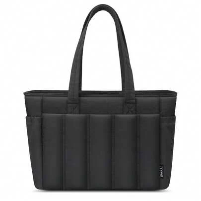 TECOOL 15.6 Inch Women's Laptop Bag, Women's Work Bag, Laptop Handbag, Fluffy Large Laptop Tote Bag, Waterproof Laptop Bag For Women, Business, Office, School, Travel, Black