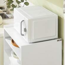 SoBuy FSB09-W Kitchen Trolley With Worktop And Castors Kitchen Cabinet Microwave Cabinet Rolling Storage Cabinet For Small Kitchen, Office, Dining Room White BHT Approx. 59x92x40cm - White - View 7