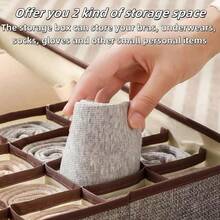 1个可折叠带盖衣物收纳盒，多功能内衣整理盒，衣柜收纳盒，可折叠设计节省空间，防尘防潮，可水洗材质，适用于衣柜、卧室、宿舍、房间装饰、家居收纳，情人节礼物，复活节礼物 - 彩色 - 查看 5