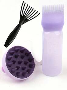 2pcs, 1 Piece Toothed Dry Cleaning Bottle Shampoo Bottle Hair Dye Perm Hair Salon Squeeze Bottle Scale Bottle Perm Bottle Hairdressing Supplies, And 1 Piece Shampoo Comb Scalp Massager, 2-In-1 Dry/Wet Hair Scalp Massager Shampoo Brush Scalp Care Brush For Scalp Care, Suitable For Men, Women, Gifts For Women - Multicolor - View 3