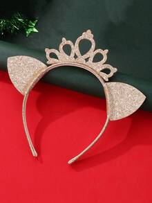 1 pieza Diadema de fiesta, diseño de corona hueca, aro para el cabello antideslizante para fiestas, celebraciones navideñas y de vacaciones - Diadema de corona - Ver 7