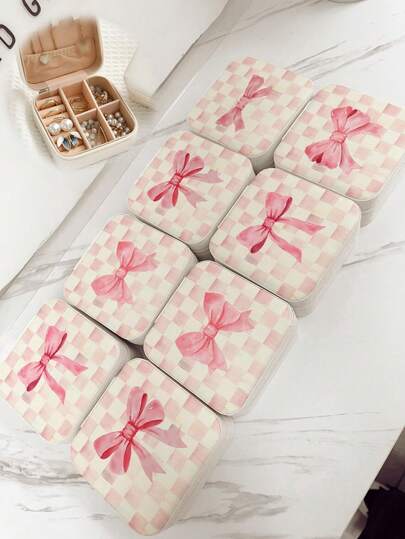 Boîte à bijoux de voyage en forme de nœud, cadeau pour demoiselle d'honneur, étui à bijoux, organisateur de boucles d'oreilles et de bagues, boîtes cadeaux personnalisées, organisateur de boîte à bijoux, boîte à bijoux pour femmes, petite boîte à bijoux, boîte à bijoux pour boucles d'oreilles, boîte à bijoux pour colliers, boîte à bijoux, faveurs de mariage