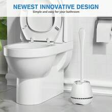 Brush And Holder, Toilet Bowl Brush With Ventilated Holder And Ergonomic Long Handle, Durable Bristles Toilet Scrubber Set For Bathroom Cleaning - B0C5X2G9GD - Xem 6