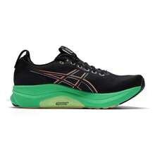 Asics 男士跑步鞋 GEL-KAYANO 32，户外及日常穿着，缓震回弹软底，低帮设计，通勤及旅行，简约舒适休闲运动鞋 1011C052-004 - 黑色/綠色 - 查看 2