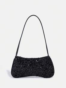 1pc Girl's New Fashion Sequin Elegant Shoulder Bag, High-End Baguette Bag, Fashionable Floral Sequin Baguette Bag, Evening Clutch, Wallet, Coin Purse, Black, White, Pink, Gold, Silver, Suitable For Daily, Party, Travel, Ideal Gift - Multicolor - View 10
