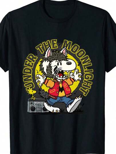 Camiseta estampada de manga corta y cuello redondo