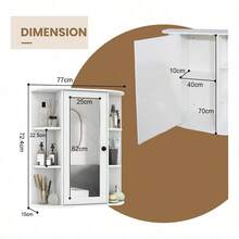 Espejo Gabinete Armario De Pared Baño 77*15*72cm Blanco - Blanco - Ver 2