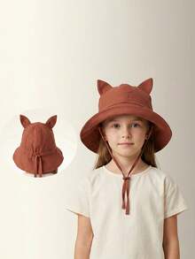 7-14岁儿童棉质披肩渔夫帽，欧美风新款猫耳渔夫帽，适合幼儿 - 1PC - 查看 5