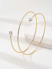 1 件装心形水晶装饰金色金属丝臂环，缠绕式设计，女士上臂带