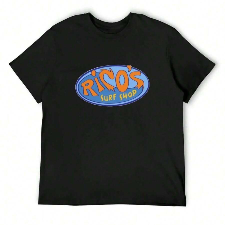Rico's Surf Shop (Hannah Montanas) T-Shirt Designer Shirts T-Shirts Man Tees Mens Fashion - 黑色 - 查看 1