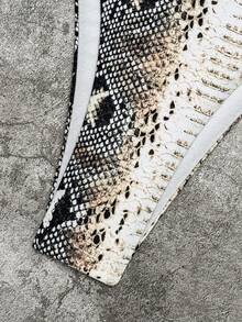 女士时尚优雅性感蛇纹比基尼套装，露背设计显瘦，系带后背，柔软亲肤。适合海滩度假、泳池派对、夏季派对等场合。 - 彩色 - 查看 7