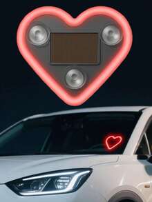3.7V+300mAh 锂电池太阳能心形霓虹LED灯，无线氛围灯，适用于汽车后窗装饰，流行的汽车LED车窗发光心形氛围灯，USB装饰