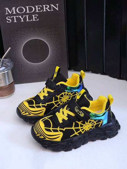 1 Pair Comfortable, Fashionable, Lightweight, Breathable Baby/Kids Sports Shoes With Lace-Up Design, Easy To Wear, Suitable For Indoor/Outdoor All Seasons