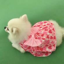 情人节狗狗服装，春秋季蝴蝶结薄纱连衣裙背心，适合小型犬、贵宾犬、泰迪犬、幼犬，防掉毛，可爱公主裙，适合迷你/小型犬 - 粉色 - 查看 4