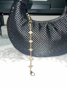 5pcs Sparkling Star Chain Pendant With Rhinestones, Bag Charm Accessory For Valentine's Day